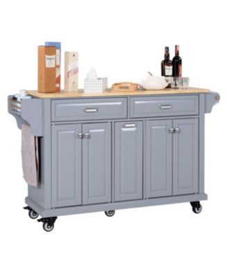 Cambridge Natural Wood Top Kitchen Island with Storage