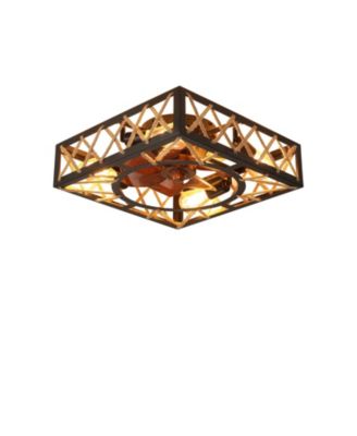 17 x 17 x 6 inches Farmhouse Rustic Ceiling Fan with Remote and 6 Speeds