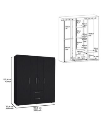 Valier Metal Accent Multi-Storage Deluxe Wardrobe Armoire