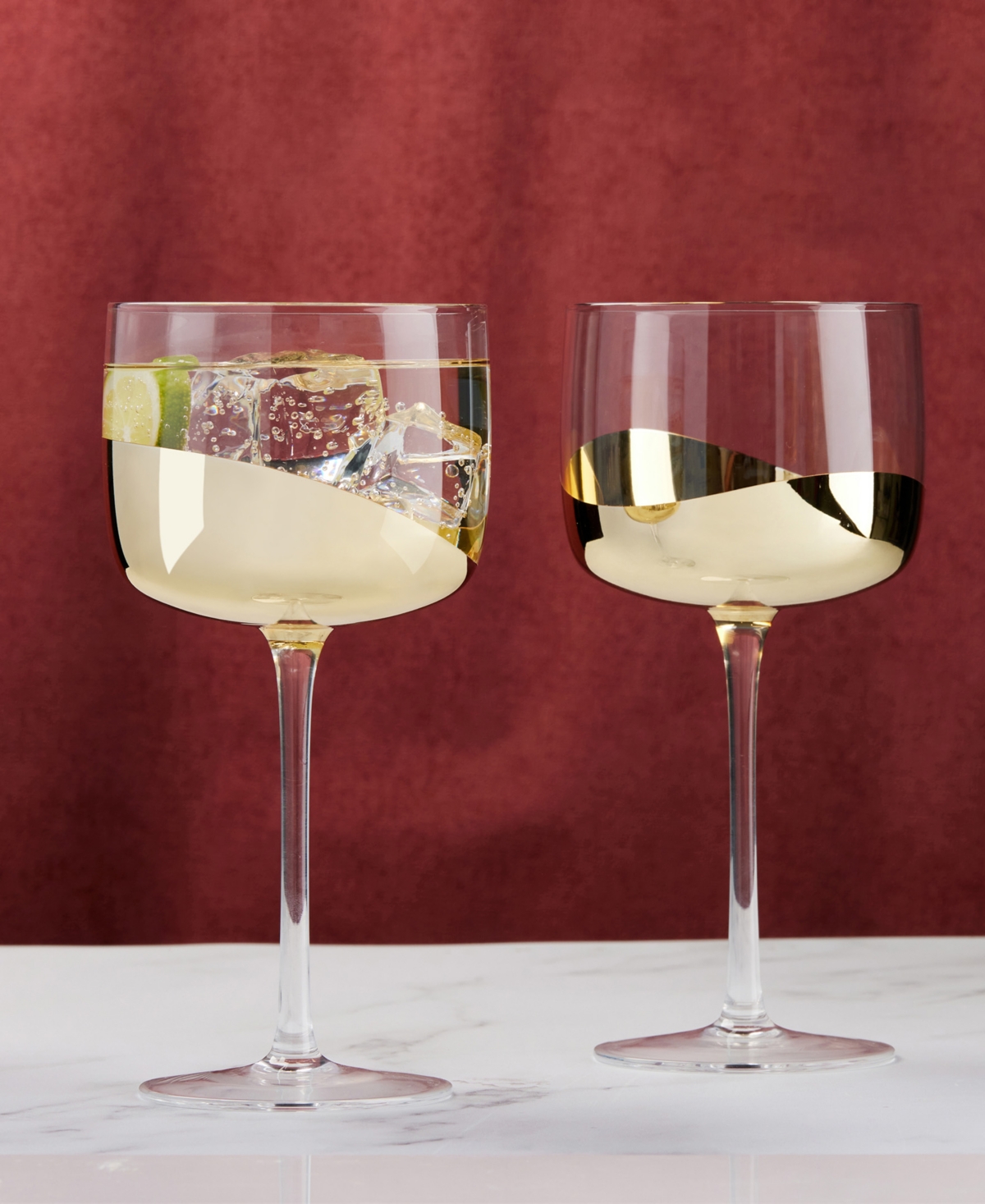 Anton Studio Designs Wave Gin Glasses, Set Of 2 In Gold