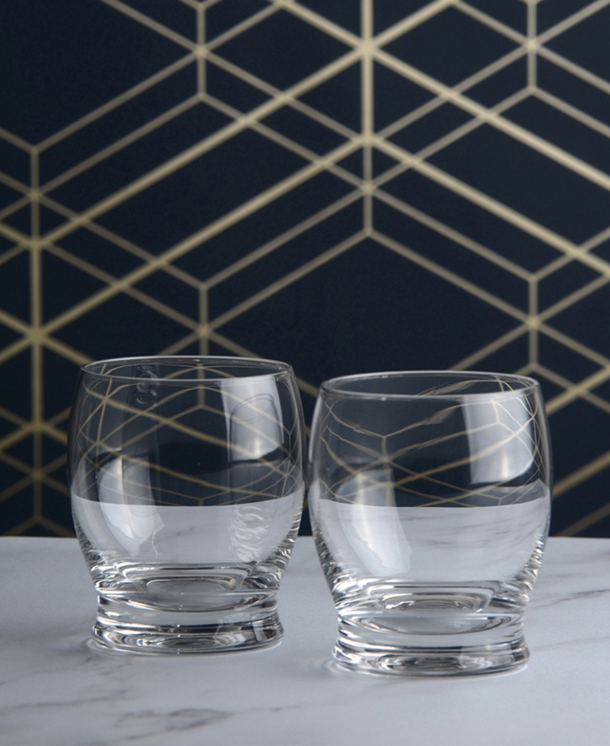 Anton Studio Designs Manhattan Double Old Fashioned Tumblers, Set Of 2 In Clear