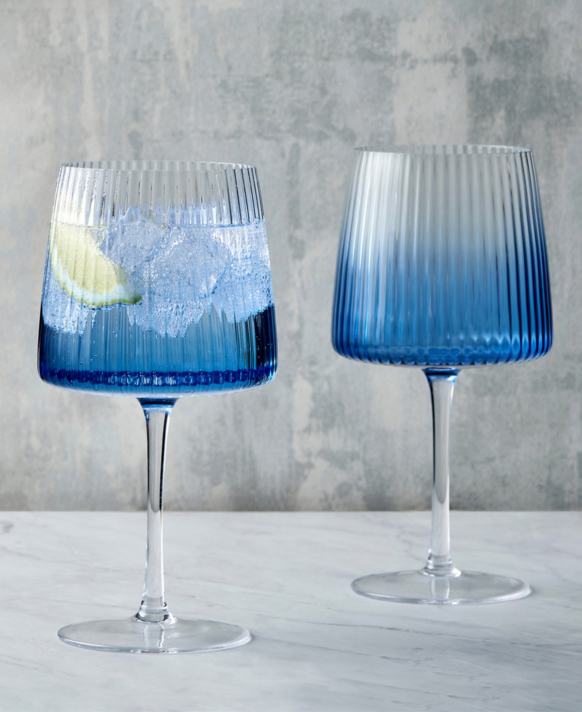 Anton Studio Designs Empire Blue Gin Glasses, Set Of 2 In Blue