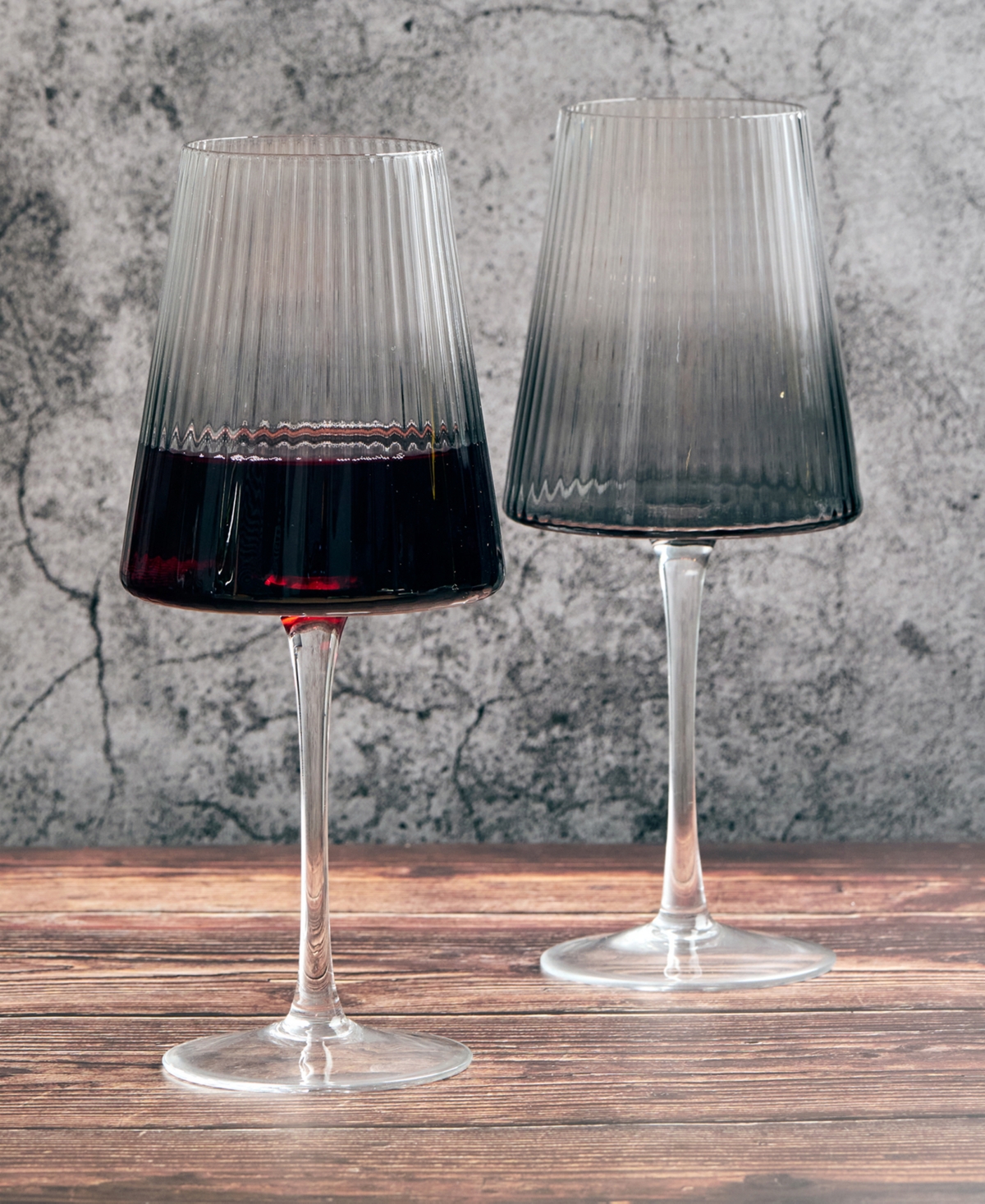Anton Studio Designs Empire Wine Glasses Smoke, Set Of 2 In Smoke