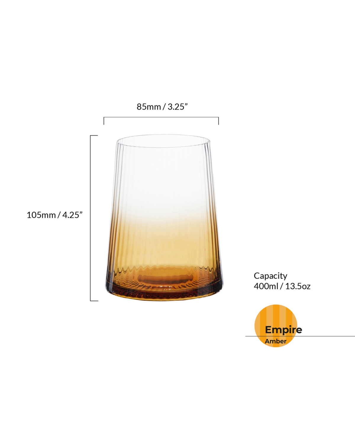 Anton Studio Designs Empire Double Old Fashioned Tumblers Amber, Set Of 2 In Amber