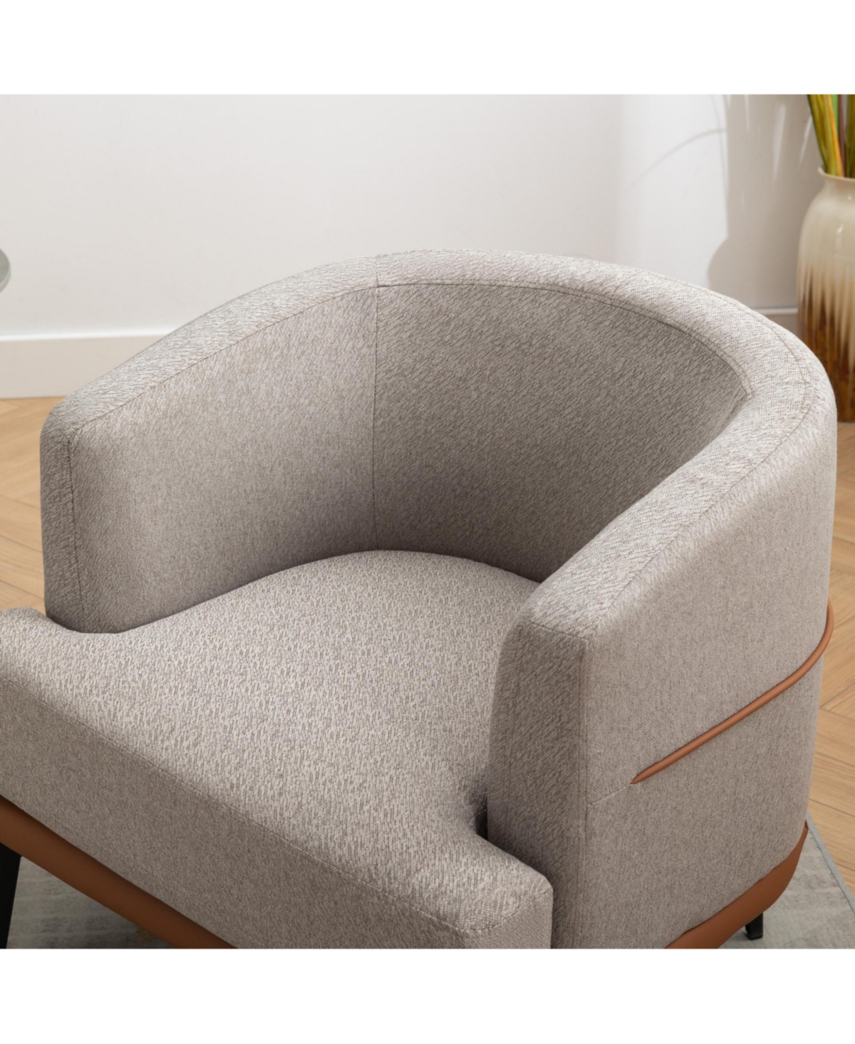 Streamdale Furniture Modern Twotone Barrel Fabric Chair, Upholstered Round Armchair For Living Room Bedroom Reading Room