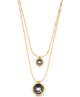 18K Gold Plated and Faceted Crystal Double Necklace