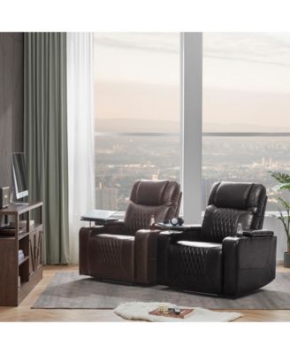 Single Piece Faux Leather with USB Charging and Storage -  Power Motion Recliner