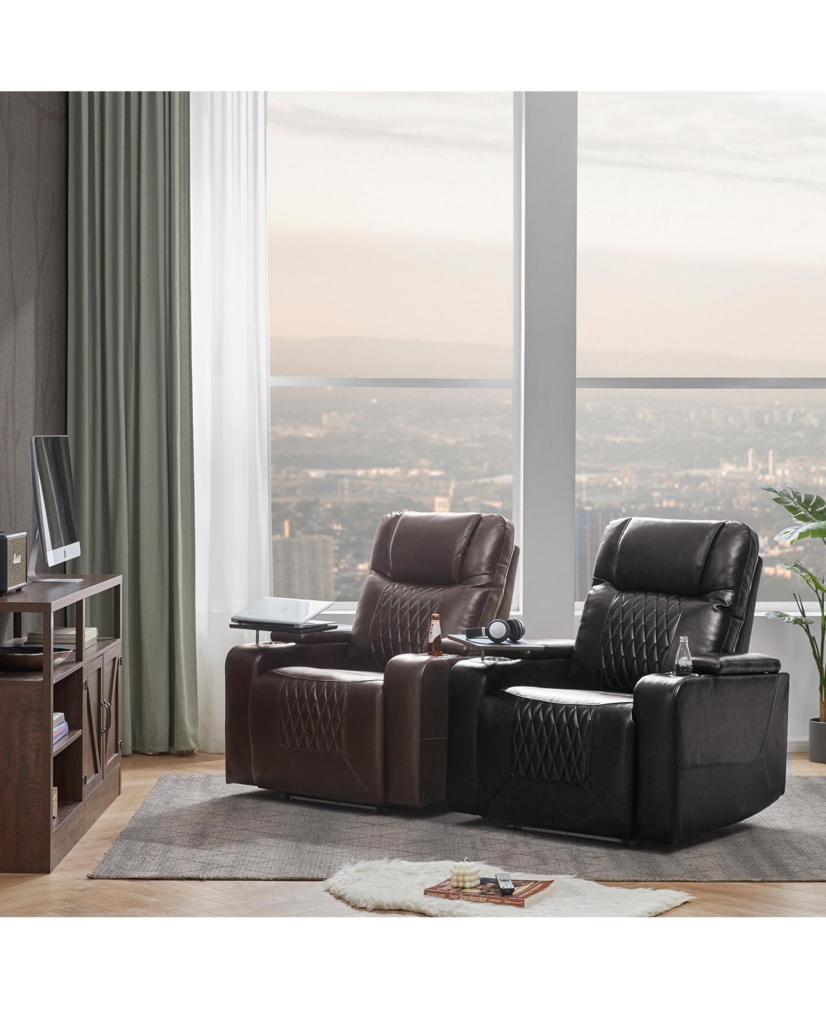 Streamdale FurniturePower Motion Recliner with Usb Charging and Storage - Brown