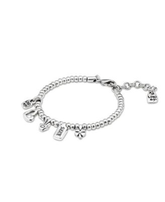 Sterling Silver Heart, Clover and Hand charm Bracelet 