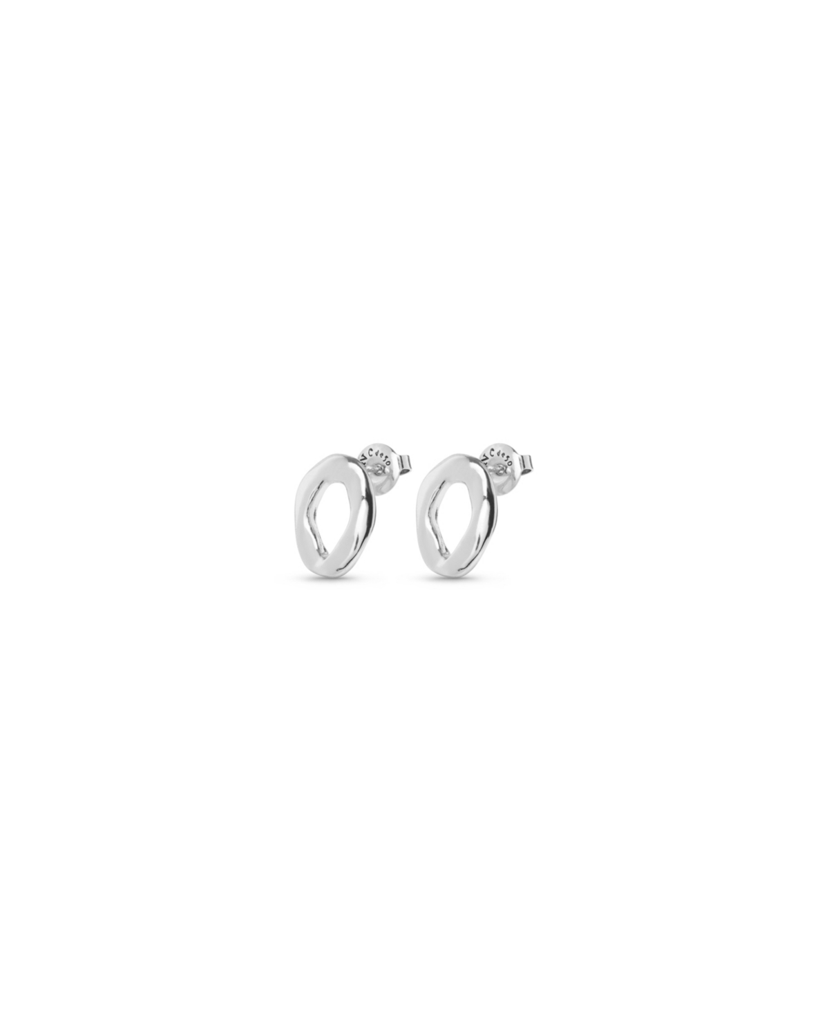 Unode50 Metal Alloy Oval Shaped Earrings In Silver