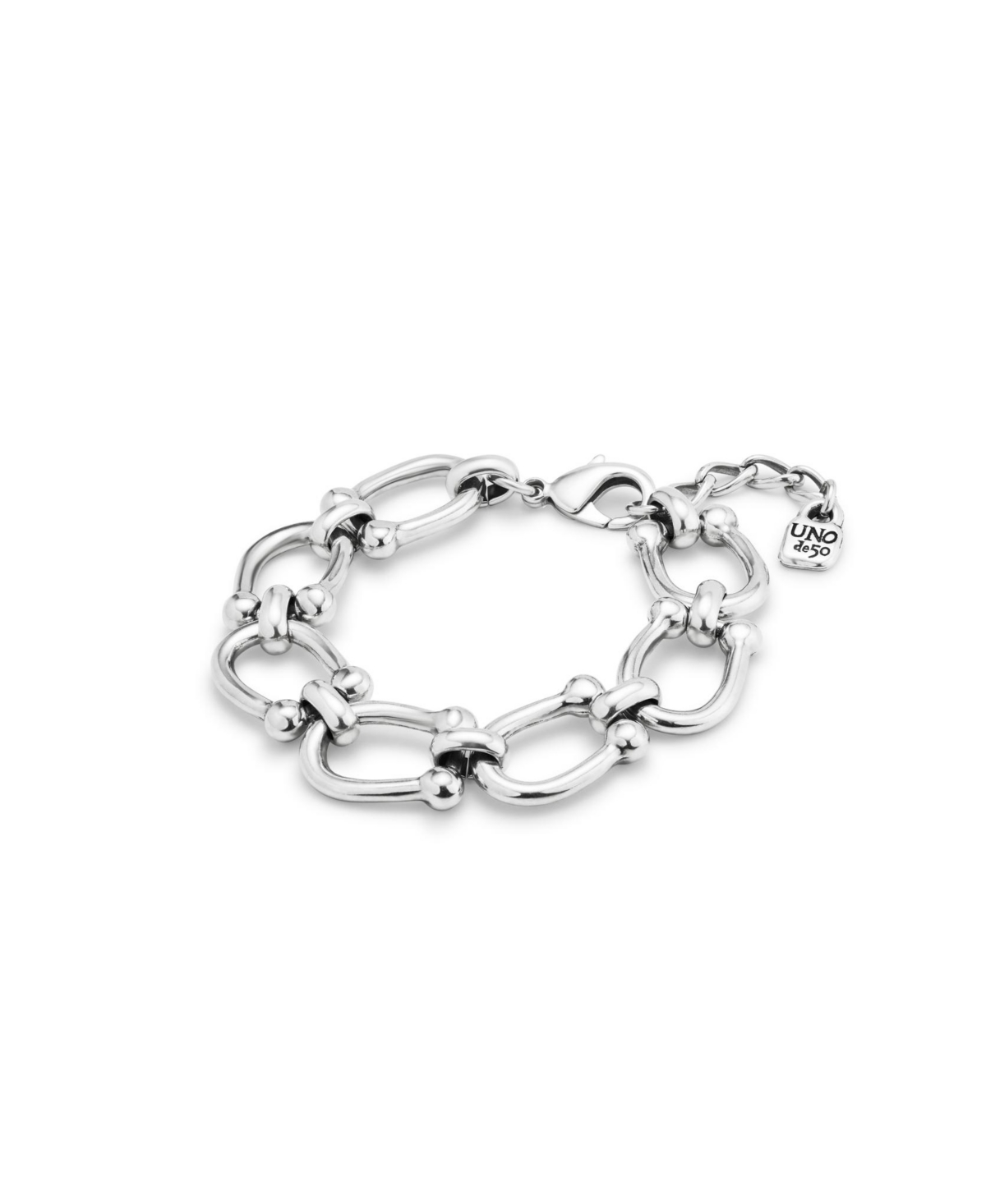 Unode50 Medium Sized Oval Links Metal Alloy Bracelet In Silver