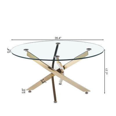 Streamdale Modern Round Tempered Glass Coffee Table with Chrome Legs