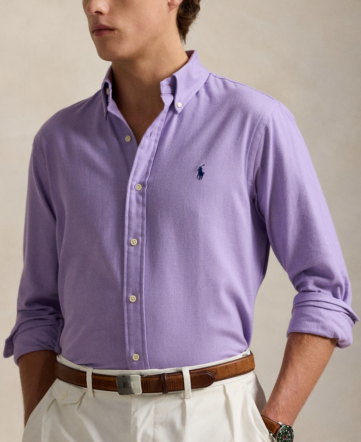 Polo Ralph Lauren Brushed Twill Button-down Shirt In 6545g Safari Purple Heather