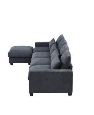 Feather Filled L-Shape Convertible Sectional Sofa