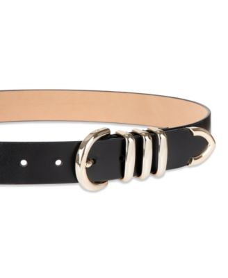 Women's Modern Triple Keeper Beveled Edge Leather Belt