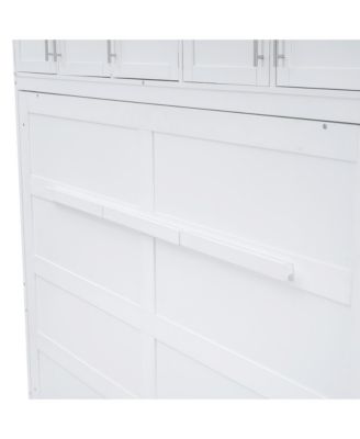 Streamdale Full Size Murphy Bed Wall Bed with Top Cabinets, Gray