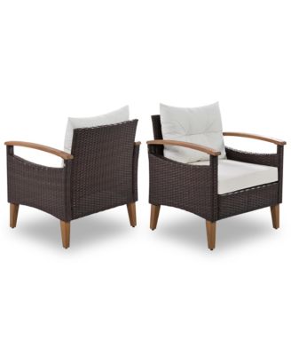 Streamdale Rattan Patio Set with Wood Table (4 Pieces)