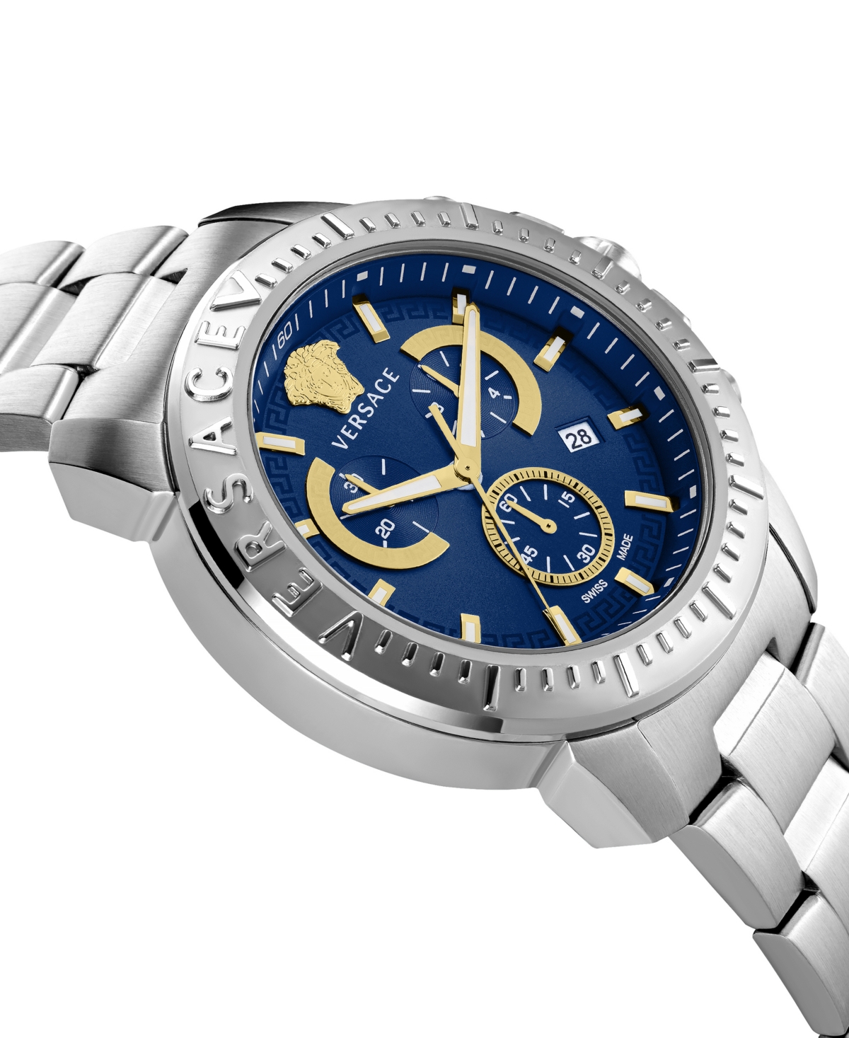 Versace New Chrono Bracelet Watch Man Wrist Watch Silver Size Onesize Stainless Steel In Stainless