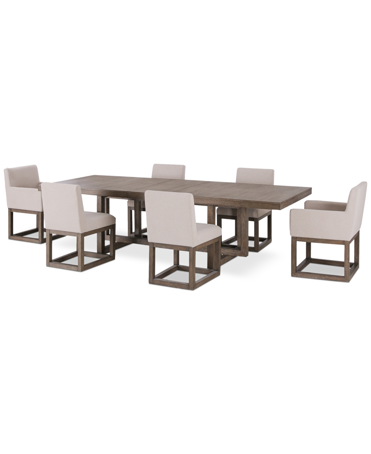 Macy's Portmore 7 Pc Rectangular Set (table, 4 Side Chairs & 2 Arm Chairs), Created For  In Brown