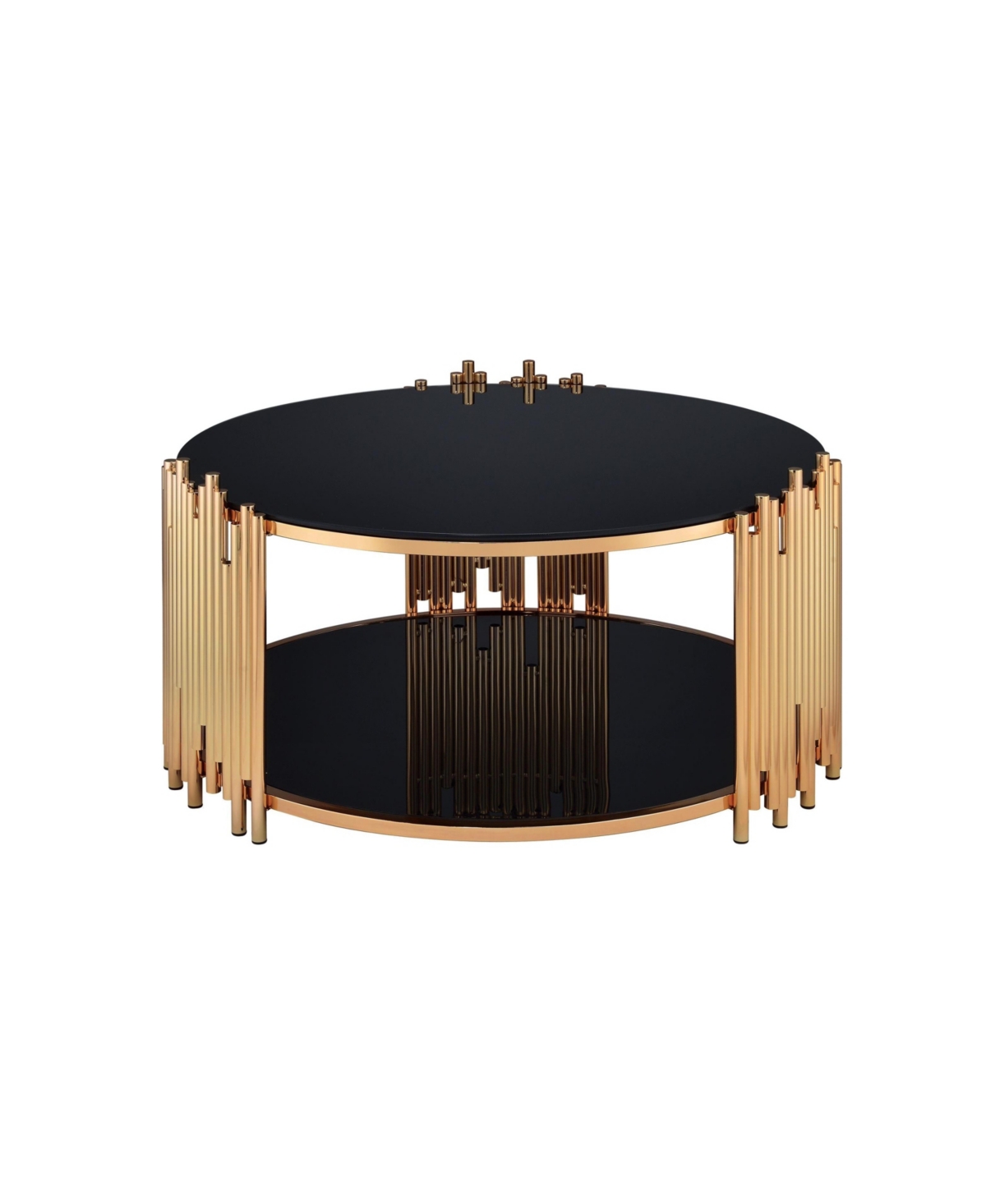 Streamdale Furniture Tanquin Coffee Table In Gold & Black Glass - Black+gold
