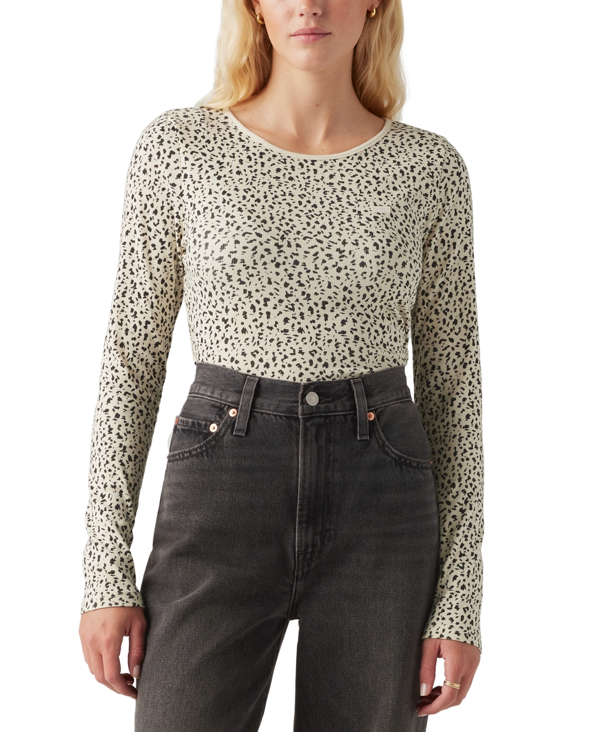 Levi's Rib-Knit Honey Long-Sleeve Logo Tee