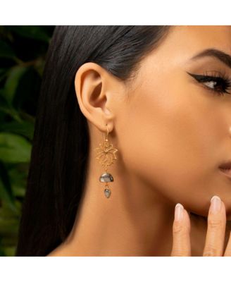 Subtle Movement - Gold Lotus Labradorite Earrings