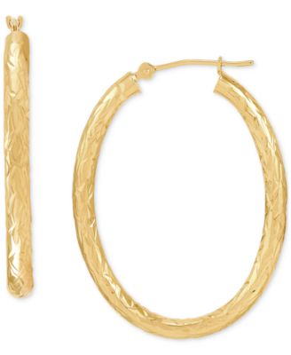 Macy's - Medium Polished Tube Hoop Earrings in 14k Yellow Gold, 1-3/8"