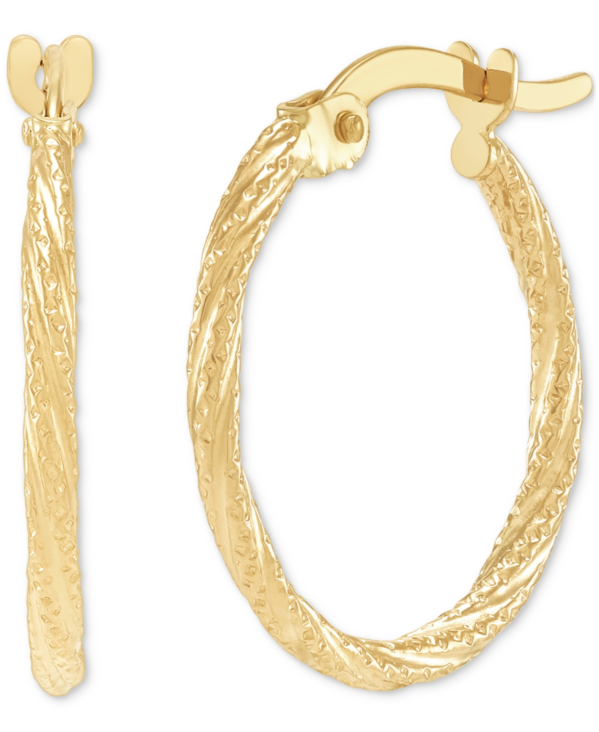 Small Polished Twist Hoop Earrings in 14k Yellow Gold, 5/8"