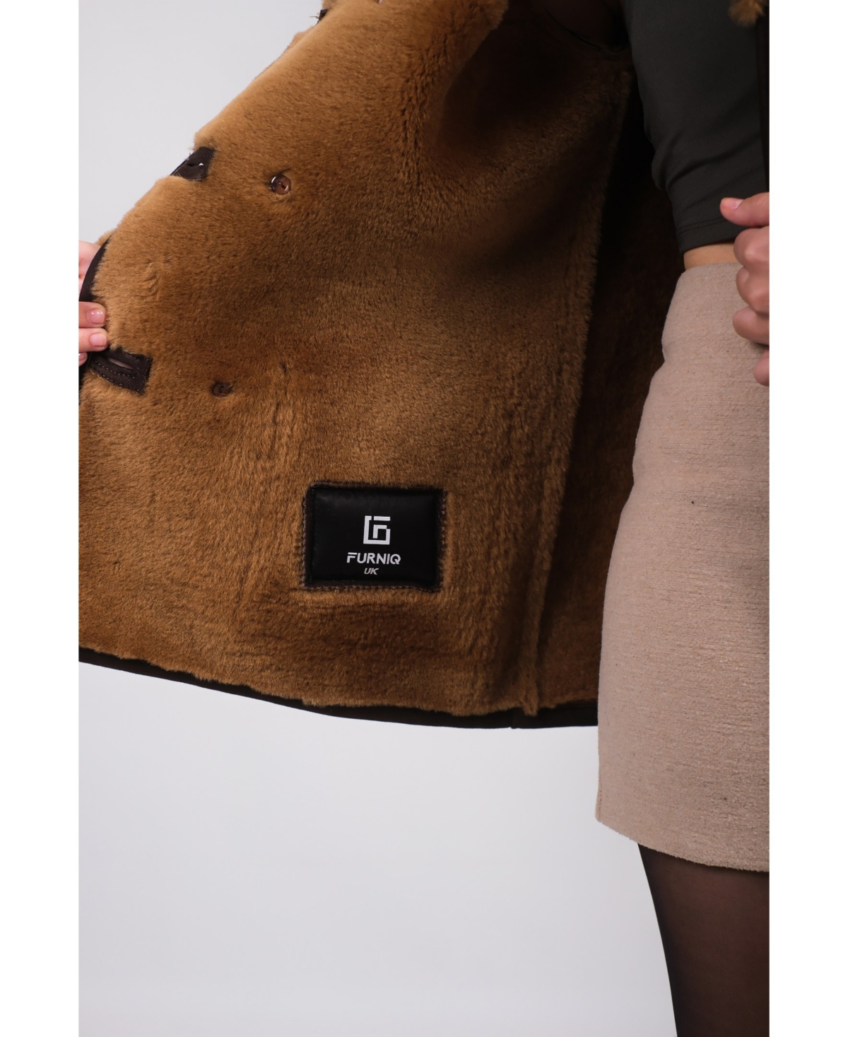 Furniq Uk Women's Leather Sheepskin Coat, Created for Macy's - Brown