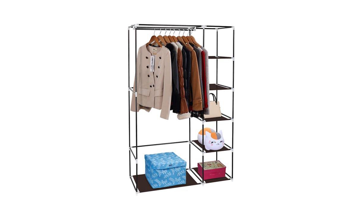 Slickblue Clothes Closet Wardrobe with Non-Woven Fabric and Hanging Rod for Quick and Easy Assembly