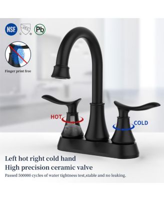 Bathroom Faucet with Pop-Up Drain & Supply Hoses, 2-Handle 360-Degree High Arc Swivel Spout, 6-Inch Centerset Vanity Sink Faucet