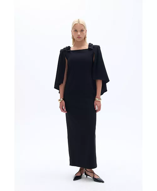 women's cape sleeve maxi dress