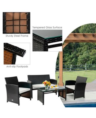 SUGIFT 4 Pieces Patio Rattan Cushioned Furniture Set