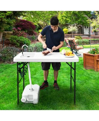 Folding Cleaning Sink Faucet Cutting Camping Table with Sprayer