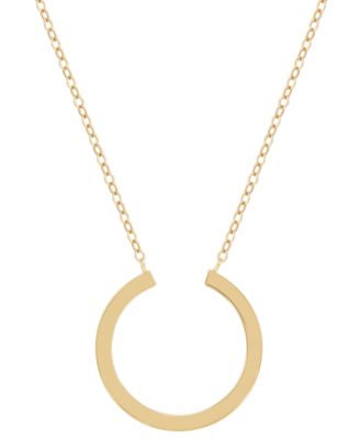 Macy's - Polished Tube Horseshoe 18" Pendant Necklace in 10k Yellow Gold