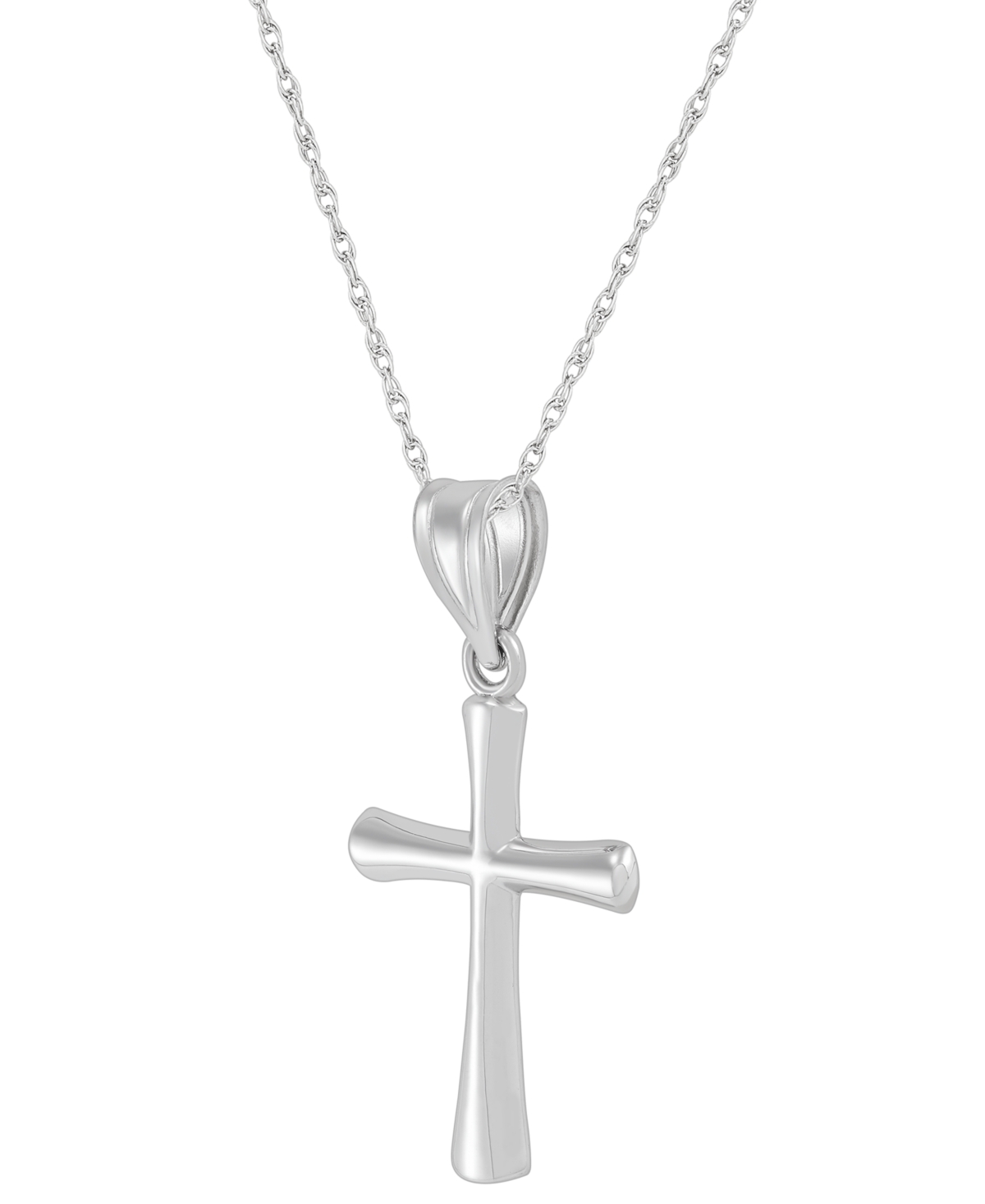 Macy's Polished Cross Pendant 18" Necklace In 14k White Gold In White Gold