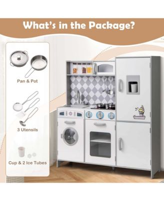 Kids Kitchen Playset with Realistic Lights & Sounds Ice Maker Stoves Sink Oven