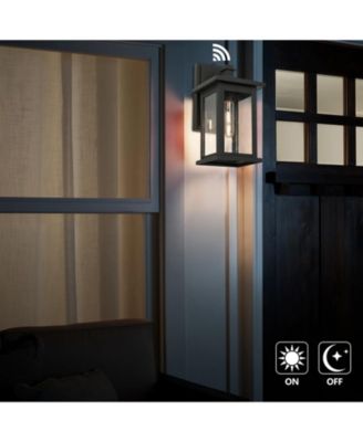 1-Light Not Motion Sensing Dusk to Dawn Outdoor Hardwired Wall Lantern Sconce with No Bulbs Included
