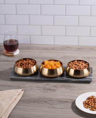 Uptown Condiment Bowls with Marble Board, Set of 3