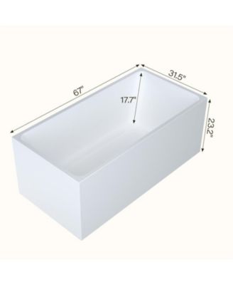 67" Acrylic Freestanding Soaking Bathtub with Chrome Drain and Linear Overflow Design