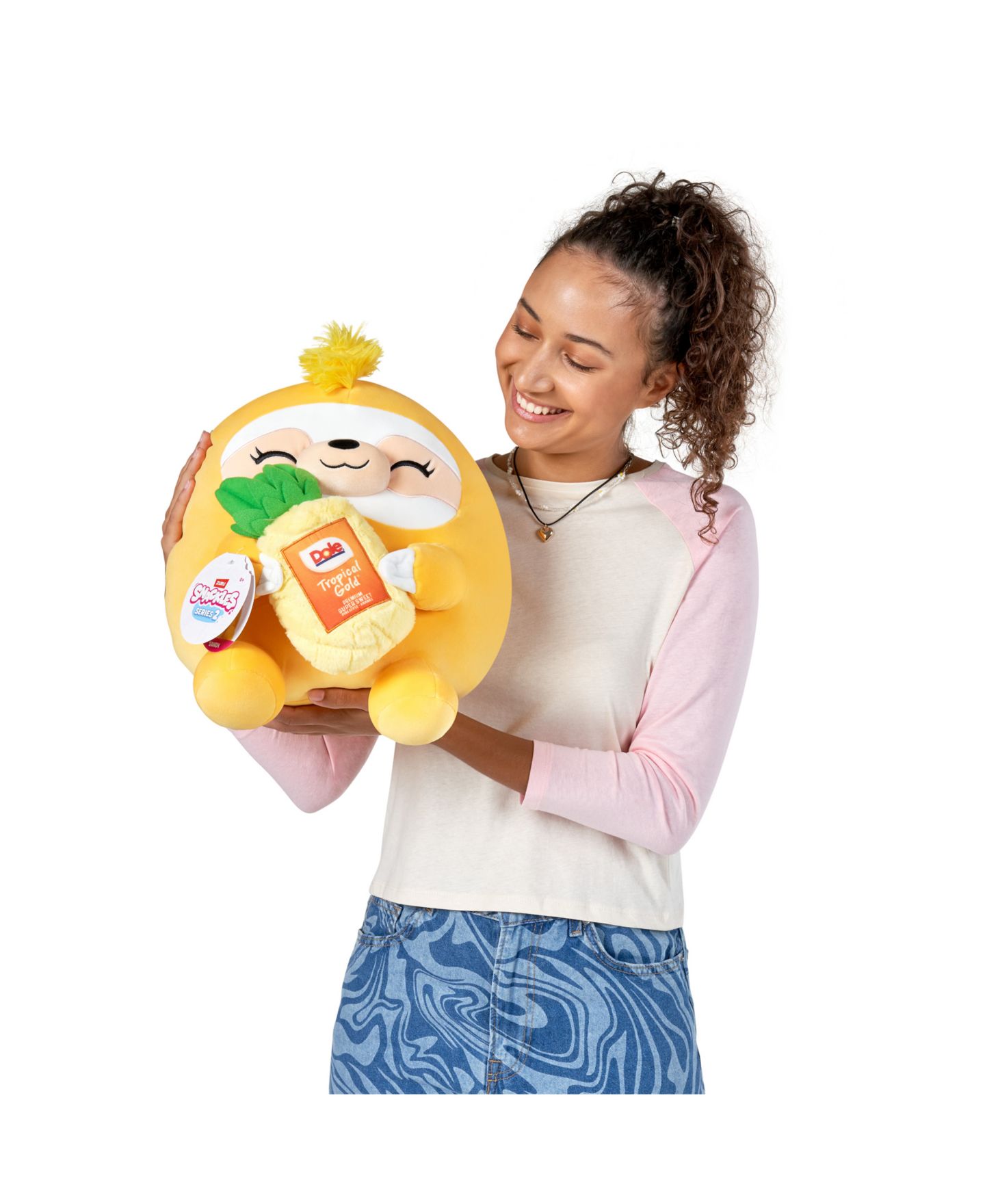 Детская мягкая игрушка Snackles Zuru Large Sloth and Dole Pinapple Soft Plush Toy — фото 2