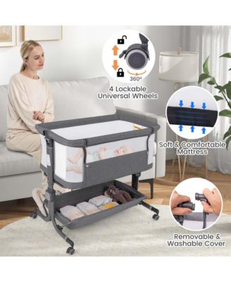 Baby Bassinet Bedside Sleeper with6-Level Adjustable Height