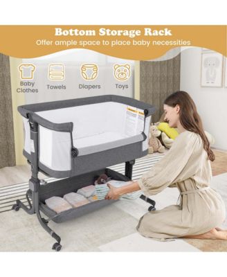 Baby Bassinet Bedside Sleeper with6-Level Adjustable Height