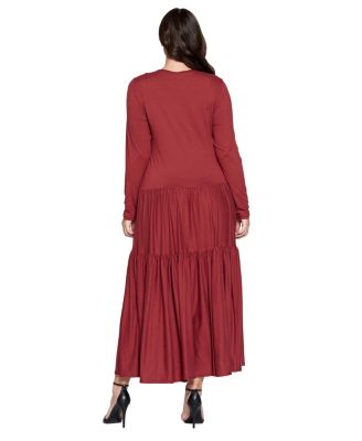 Plus Size Tiered Maxi Dress with Long Sleeves