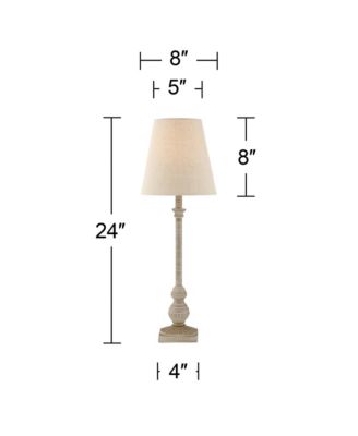 Loreno Traditional Buffet Table Lamps 24" High Set of 2 Whitewashed Oatmeal Linen Drum Shade for Bedroom Living Nightstand Family Room