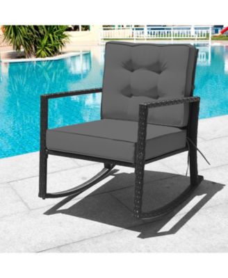Patio Rattan Rocker Outdoor Glider Rocking Chair Cushion Lawn