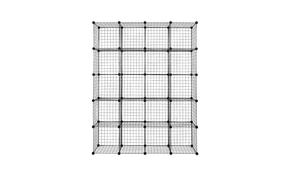 Slickblue 20-Cube Wire Storage Organizer, Metal Grid Shelving Unit with Origami Design, Multifunctional Modular Cubbies and Bookcase for Versatile Sto