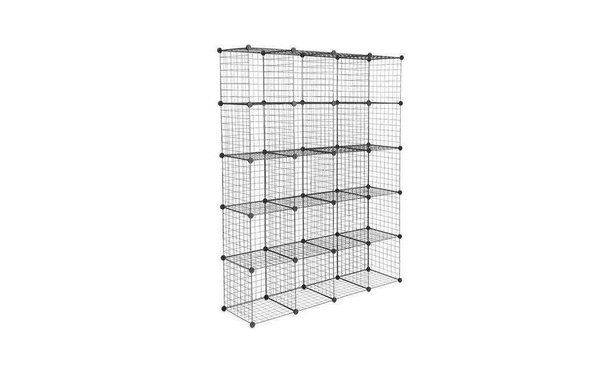 Slickblue 20-Cube Wire Storage Organizer, Metal Grid Shelving Unit with Origami Design, Multifunctional Modular Cubbies and Bookcase for Versatile Sto
