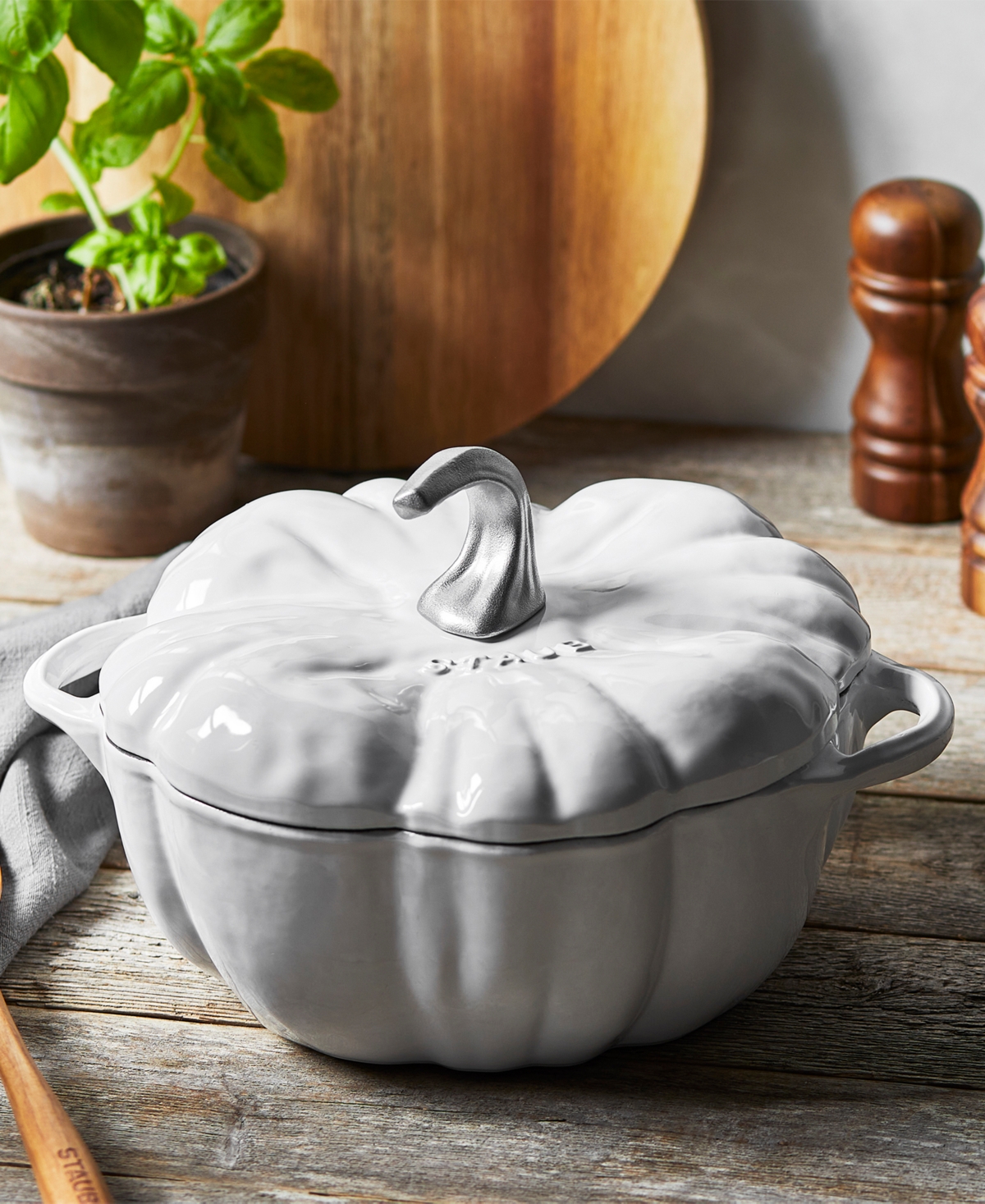 Staub Enameled Cast Iron 3.5-qt Pumpkin Dutch Oven In White