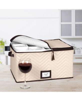 Wine Glass Storage Box with Dividers and 5&amp;quot;W cells - Holds 12 Wine Glasses up to 10&amp;quot; Tall